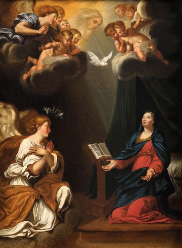 Annunciation -  workshop of Francesco Albani, (1578 - 1660) - Paintings & Drawings Style Louis XIV